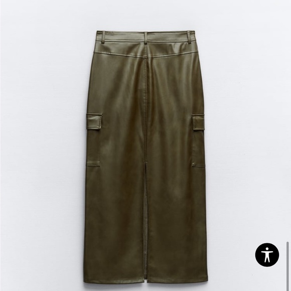 Zara faux leather olive green cargo maxi skirt - Picture 5 of 6